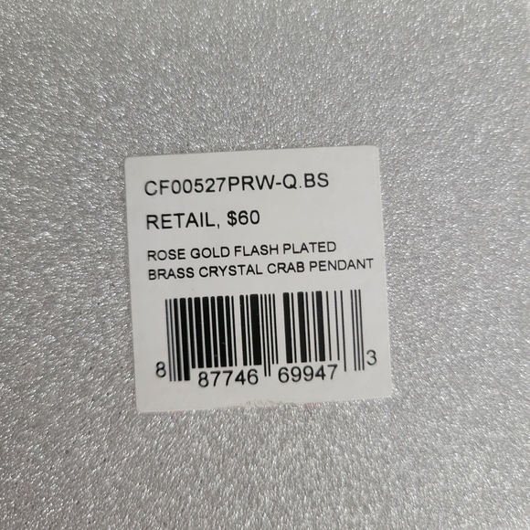 Rose Gold Flash Plated Brass Crystal Crab Pendant - Picture 3 of 3